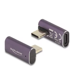   Delock USB Adapter 40 Gbps USB Type-C  PD 3.1 240 W csatlakozódugóval - csatlakozóhüvellyel, elforgatott ívelt bal / jobb 8K 60 Hz fém (DL-60288)