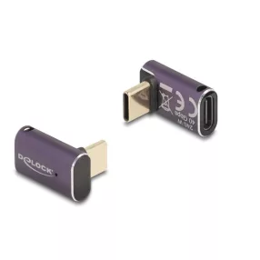   Delock USB Adapter 40 Gbps USB Type-C  PD 3.1 240 W csatlakozódugóval - csatlakozóhüvellyel, ívelt 8K 60 Hz fém (DL-60289)