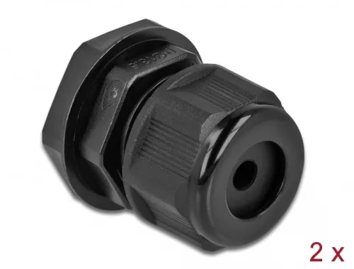 Delock Kábel tömszelence PG13,5 kerek kábelekhez 2 db. Fekete (DL-60363)