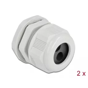   Delock Kábel tömszelence PG21 kerek kábelekhez, két kábel bemenettel 2 db. Szürke (DL-60372)