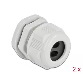   Delock Kábel tömszelence PG21 két kábelbemenettel lapos kábelekhez 2 db. Szürke (DL-60392)