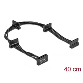   Delock SATA-tápkábel 15 tűs csatlakozódugóval > 4 x 15 tűs SATA-csatlakozóhüvely, 40 cm, fekete (DL-60395)