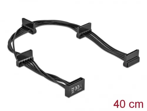 Delock SATA-tápkábel 15 tűs csatlakozódugóval > 4 x 15 tűs SATA-csatlakozóhüvely, 40 cm, fekete (DL-60395)