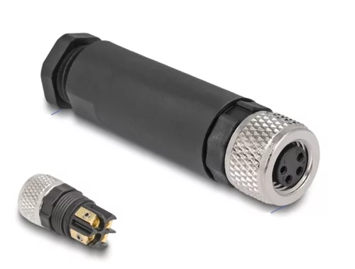 Delock M8 Csatlakozó A-kódolású, 4 tűs anya csavarozható kapcsolat (DL-60532)