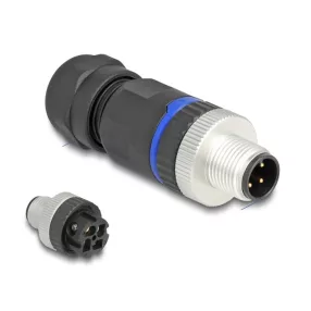   Delock M12 Csatlakozó A-kódolású, 4 tűs apa csavarozható kapcsolat (DL-60533)