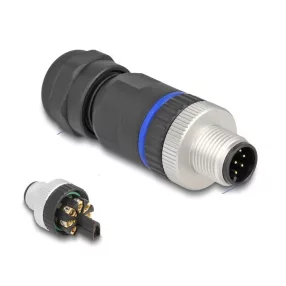   Delock M12 Csatlakozó A-kódolású, 8 tűs apa csavarozható kapcsolat (DL-60535)