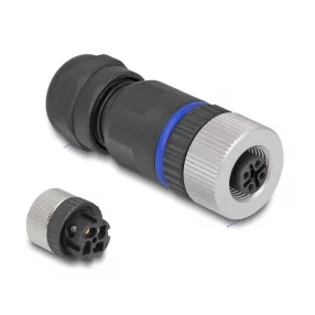   Delock M12 Csatlakozó A-kódolású, 4 tűs anya csavarozható kapcsolat (DL-60536)