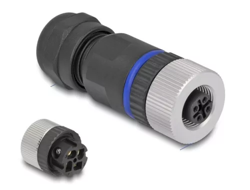 Delock M12 Csatlakozó A-kódolású, 4 tűs anya csavarozható kapcsolat (DL-60536)