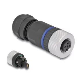   Delock M12 Csatlakozó A-kódolású, 5 tűs anya csavarozható kapcsolat (DL-60537)