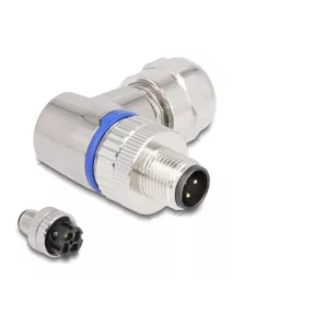   Delock M12 Csatlakozó A-kódolású, 4 tűs apa csavarozható kapcsolat 90 -os szögben fém (DL-60540)