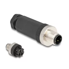   Delock M12 Csatlakozó A-kódolású, 3 tűs apa csavarozható kapcsolat (DL-60566)