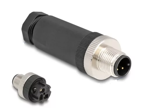 Delock M12 Csatlakozó A-kódolású, 3 tűs apa csavarozható kapcsolat (DL-60566)