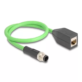   Delock Kábel M12 D kódolt 4 tűs apa - RJ45 anya PUR (TPU) 0,5 m (DL-60571)