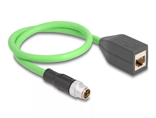 Delock Kábel M12 X kódolt 8 tűs apa - RJ45 anya PUR (TPU) 0,5 m (DL-60572)