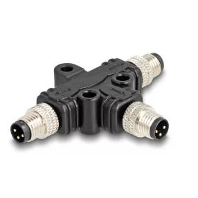   Delock M8 T-megosztó A-kódolt 3 tűs 1 x apa - 2 db. apa párhuzamos kapcsolással (DL-60573)