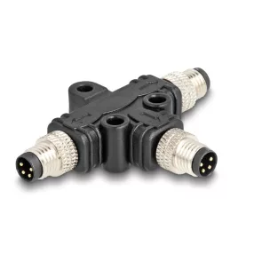  Delock M8 T-megosztó A-kódolt 4 tűs 1 x apa - 2 db. apa párhuzamos kapcsolással (DL-60574)