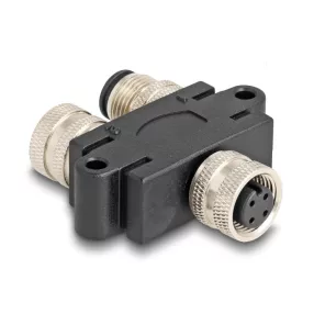   Delock M12 Y-megosztó A-kódolt 4 tűs 1 x hüvely - 1 db. apa és 1 db. hüvely párhuzamos kapcsolással (DL-60581)