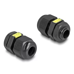   Delock M12 kábel tömlőszelence ventillációval, IP68 por és vízhatlan fekete 2 db. (DL-60614)