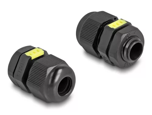 Delock M12 kábel tömlőszelence ventillációval, IP68 por és vízhatlan fekete 2 db. (DL-60614)