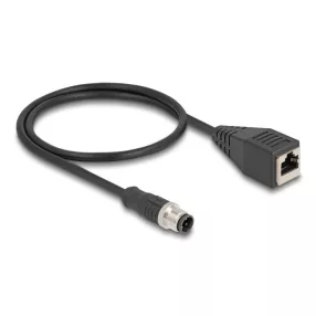   Delock Kábel M12 D kódolt 4 tűs apa - RJ45 anya PVC 0,5 m (DL-60622)