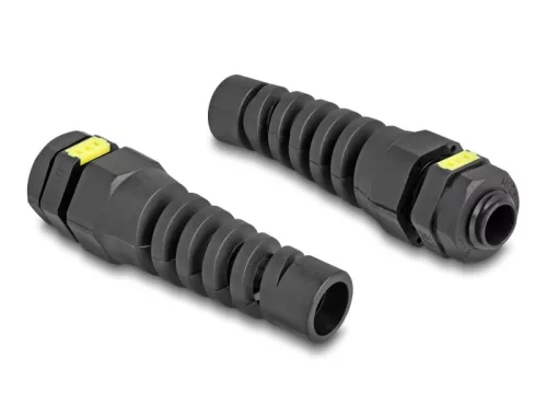 Delock M12 kábel tömlőszelence IP68 ventillációval és feszültségmentesítéssel, valamint IP68 por és vízhatlan fekete 2 db. (DL-60624)