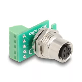   Delock M12 transzfer modul adapter 4 tűs A-kódú anya - 5 tűs sorkapocs installáláshoz (DL-60662)