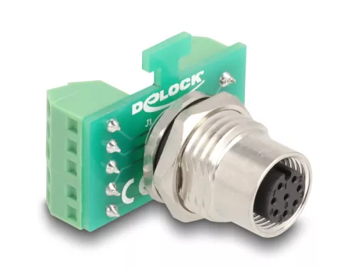 Delock M12 transzfer modul adapter 8 tűs A-kódú anya - 9 tűs sorkapocs installáláshoz (DL-60663)