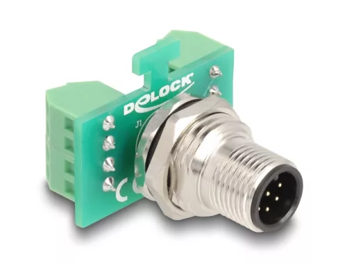 Delock M12 transzfer modul adapter 8 tűs A-kódú apa - 9 tűs sorkapocs installáláshoz (DL-60664)