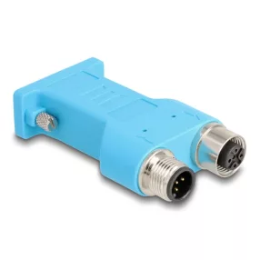   Delock D-Sub 9 anya - M12 apa és anya 5 tűs A-kódú CAN busz 180 -ban osztó, kék (DL-60665)