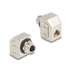   Delock M12 adapter X-kódú 8 tűs anya - RJ45 anya Cat.6A STP fém (DL-60685)