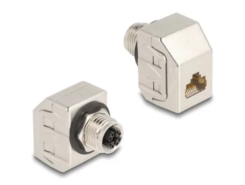 Delock M12 adapter X-kódú 8 tűs anya - RJ45 anya Cat.6A STP fém (DL-60685)