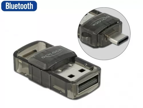 Delock USB 2.0 Bluetooth 4.0 adapter 2 az 1-ben USB Type-C  vagy A-típusú USB (DL-61002)
