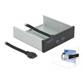   Delock 5.25  front panel 2 x SuperSpeed USB (USB 3.2 Gen 1) A-típusú porttal (DL-61005)