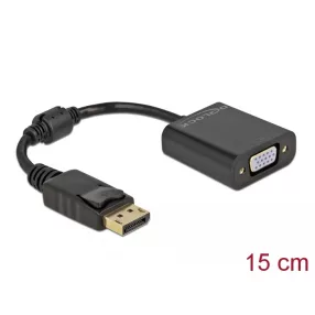   Delock Adapter DisplayPort 1.2-dugós csatlakozó-VGA-csatlakozóhüvely passzív fekete (DL-61006)