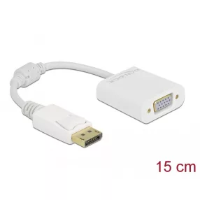   Delock Adapter DisplayPort 1.2-dugós csatlakozó-VGA-csatlakozóhüvely passzív fehér (DL-61007)