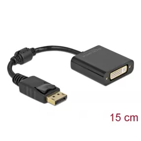   Delock Adapter DisplayPort 1.1-dugós csatlakozó   DVI-csatlakozóhüvely passzív fekete (DL-61008)