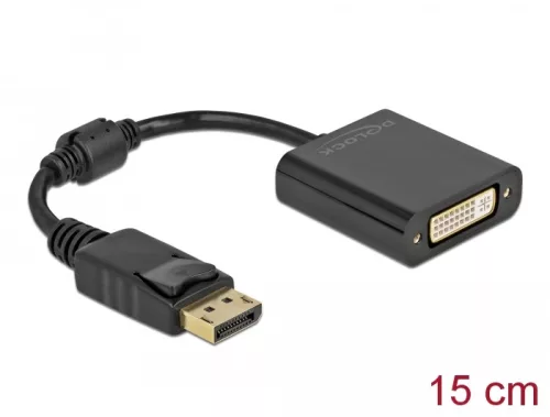 Delock Adapter DisplayPort 1.1-dugós csatlakozó   DVI-csatlakozóhüvely passzív fekete (DL-61008)