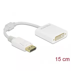   Delock Adapter DisplayPort 1.1-dugós csatlakozó-DVI-csatlakozóhüvely passzív fehér (DL-61010)