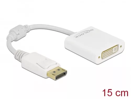 Delock Adapter DisplayPort 1.1-dugós csatlakozó-DVI-csatlakozóhüvely passzív fehér (DL-61010)