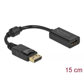   Delock Adapter DisplayPort 1.1-dugós csatlakozó -HDMI-csatlakozóhüvely passzív fekete (DL-61011)
