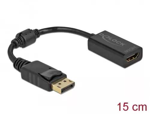 Delock Adapter DisplayPort 1.1-dugós csatlakozó -HDMI-csatlakozóhüvely passzív fekete (DL-61011)