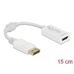   Delock Adapter DisplayPort 1.1-dugós csatlakozó-HDMI-csatlakozóhüvely passzív fehér (DL-61015)