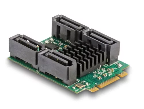 Delock Átalakító, M.2 aljzat B+M nyílással, csatlakozódugó 4 x SATA csatlakozódugó RAID-dal és HyperDuo (DL-61062)