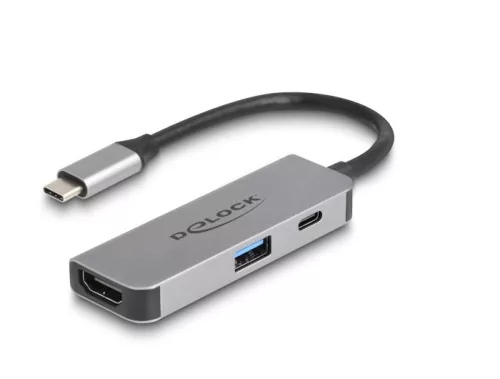 Delock USB Type-C  adapter 4K 60 Hz   s HDMI-hez A- és USB Type-C  PD 95 W porttal (DL-61063)