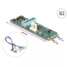   Delock Átalakító, M.2 aljzat B+M nyílással, csatlakozódugó - 2 x USB 5 Gbps A-típusú hüvely 50 cm hosszú kábellel (DL-61065)