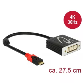   Delock Adapter USB Type-C  csatlakozódugóval > DVI csatlakozóhüvellyel (DP váltakozó mód) 4K 30 Hz (DL-61213)