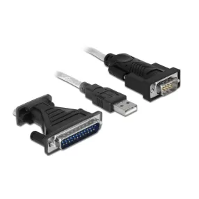   Delock Adapter, USB 2.0 A-típusú > 1 db soros DB9 RS-232 + DB25 adapter (DL-61308)