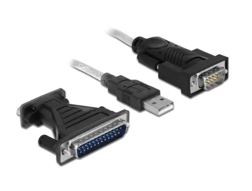 Delock Adapter, USB 2.0 A-típusú > 1 db soros DB9 RS-232 + DB25 adapter (DL-61308)