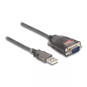   Delock Adapter A-típusú USB 2.0 - 1 x soros RS-232 D-Sub 9 tűs apa anyacsavarokkal, 3 db. LED-del 0,2 m (DL-61412)