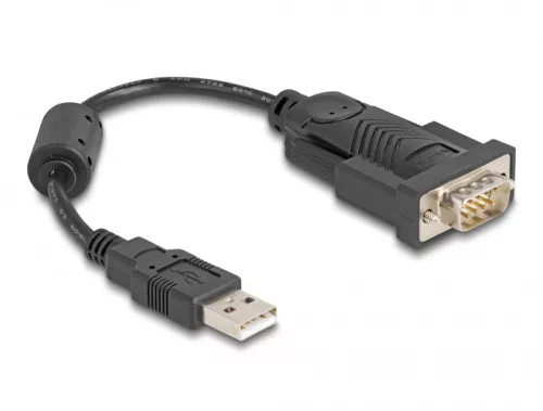 Delock Adapter USB 2.0 A-típusú - 1 x soros RS-232 D-Sub 9 tűs apa ferrit maggal 0,25 m (DL-61549)